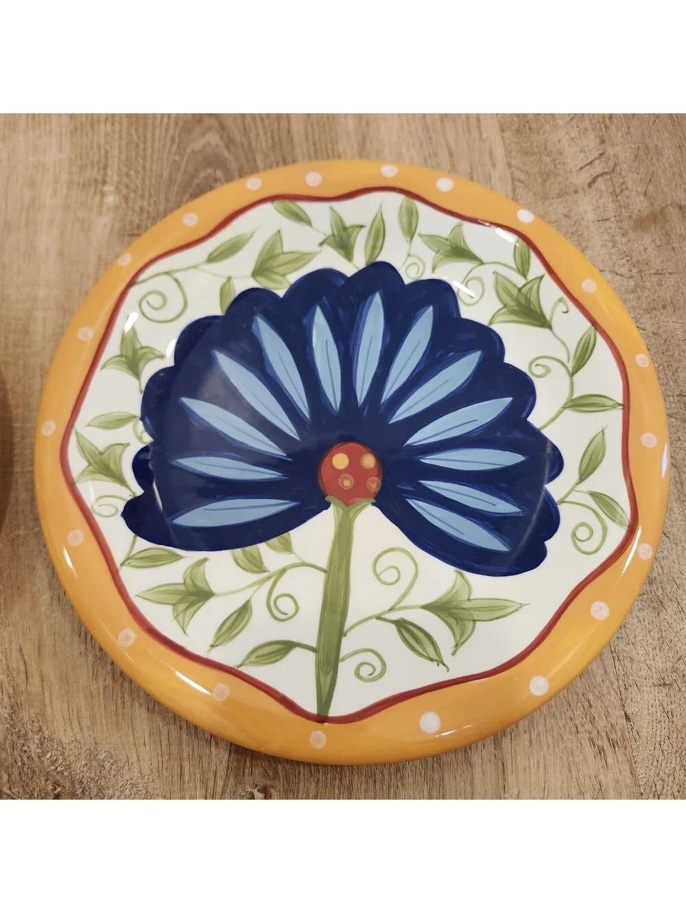 Pier 1 Hand Painted Earthenware 8.25” Salad/Dessert Plates, Set of 2, Floral